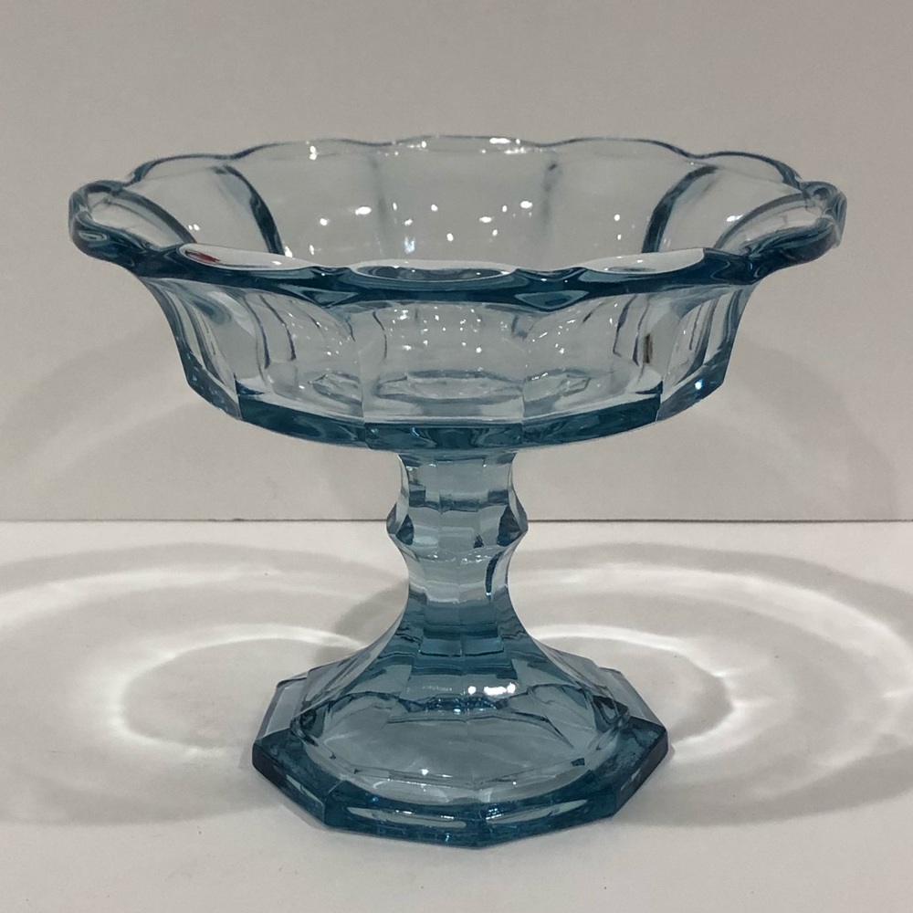 Fostoria Blue Virginia Glass Pedestal Candy Dish